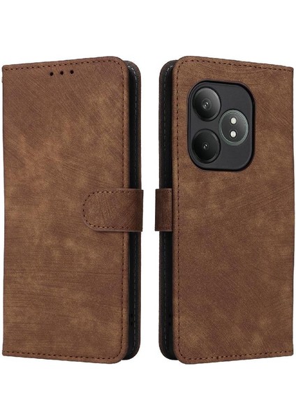 Realme Gt 6 Pu Deri Flip Folio Cüzdan Kart Yuvaları Kapak Kapatma Için Kılıf (Yurt Dışından)