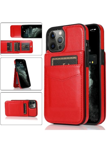 IPhone 12 Pro Kart Tutucu Premium Deri Manyetik Toka ile Uyumlu (Yurt Dışından)
