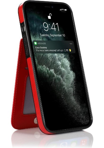 IPhone 12 Pro Kart Tutucu Premium Deri Manyetik Toka ile Uyumlu (Yurt Dışından)