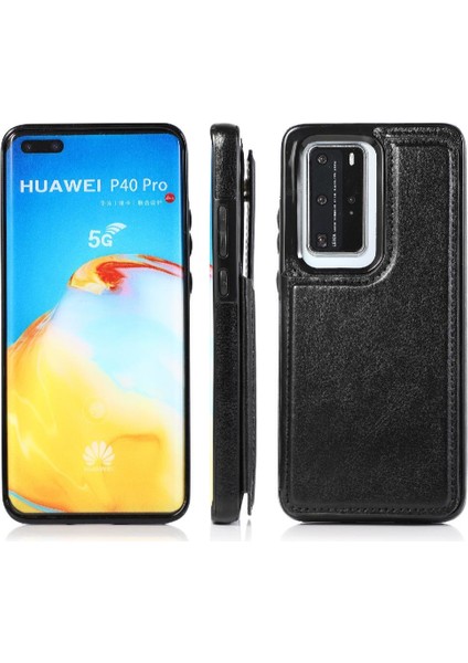 Huawei P40 Kart Yuvaları Için Cüzdan Durumda Çift Manyetik Toka Kickstand Pu (Yurt Dışından)