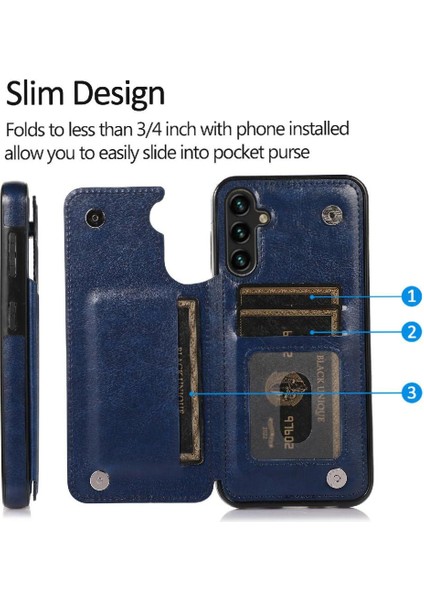 Cüzdan Kılıf Samsung Galaxy A14 4g/5g Kart Tutucu Kart Yuvaları Toka ile (Yurt Dışından)