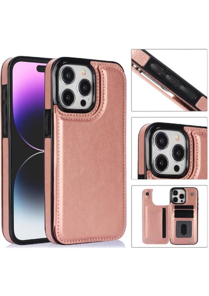 Kart Tutucu Kart Yuvaları Çift ile IPhone 15 Pro Kickstand Için Cüzdan Kılıf (Yurt Dışından)