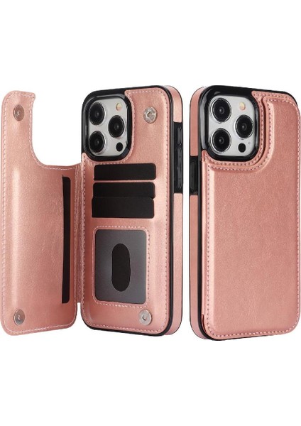 Kart Tutucu Kart Yuvaları Çift ile IPhone 15 Pro Kickstand Için Cüzdan Kılıf (Yurt Dışından)