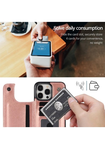 Kart Tutucu Kart Yuvaları Çift ile IPhone 15 Pro Kickstand Için Cüzdan Kılıf (Yurt Dışından)