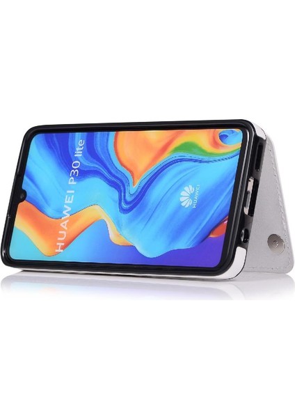 Kart Tutucu Çift Toka ile Huawei P30 Lite Pu Deri Için Cüzdan Kılıf (Yurt Dışından) fiyatları