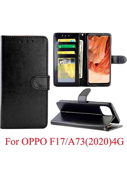 Oppo F17/OPPO A73 Kickstand Darbeye Pu Deri Kart Için Flip Case (Yurt Dışından)