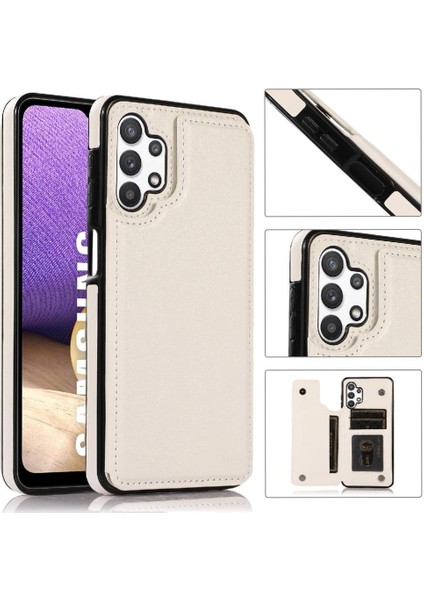Kart Pu ile Samsung Galaxy A32 5g Çift Manyetik Toka Için Cüzdan Kılıf (Yurt Dışından)