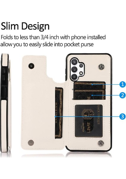 Kart Pu ile Samsung Galaxy A32 5g Çift Manyetik Toka Için Cüzdan Kılıf (Yurt Dışından) fiyatları