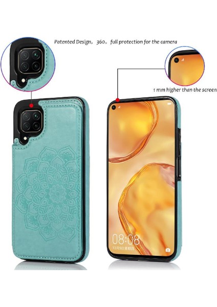 Huawei P40 Lite Desen Çiçek Kabartmalı Için Kart Tutucu Kılıf ile Cüzdan (Yurt Dışından)