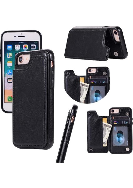 Cüzdan Kılıf IPhone 7/8/kickstand Kickstand Kart Yuvaları Pu Deri Kart ile (Yurt Dışından)