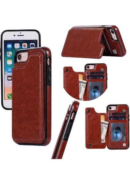 Cüzdan Kılıf IPhone 7 Artı/8 Artı Kart Yuvaları Pu Deri Kart Toka ile (Yurt Dışından)