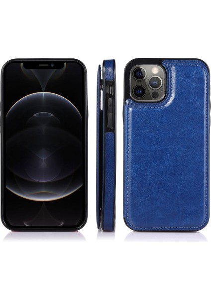 Kart Tutucu Kartı ile IPhone 12 Pro Çift Manyetik Toka Için Cüzdan Kılıf (Yurt Dışından)