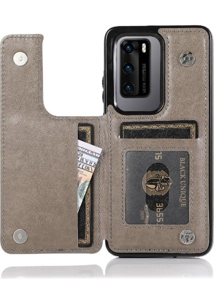 Cüzdan Kart Tutucu Kılıf ile Huawei P40 Pro Pu Deri Çevirme Darbeye (Yurt Dışından)