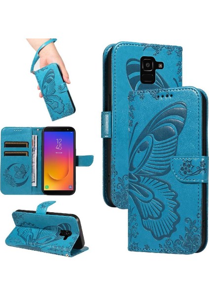 Samsung Galaxy J6 2018 Için Flip Case Ayrılabilir El Kayışı Kabartmalı Yüksek (Yurt Dışından)