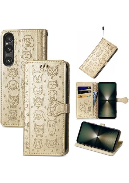 Sony Xperia 1 Vı Karikatür Hayvanlar Için Flip Case Deri Kılıf Kapak Çevirin (Yurt Dışından)