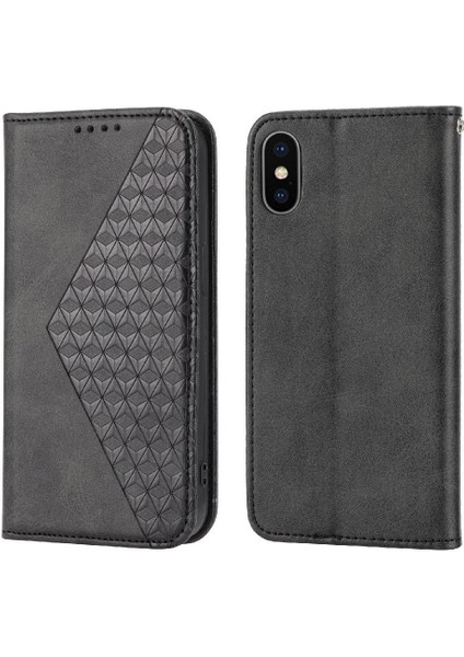 IPhone x Için Flip Case/xs Cüzdan Standı Eşkenar Dörtgen Şekli Günlük Kullanım El Kayışı (Yurt Dışından)