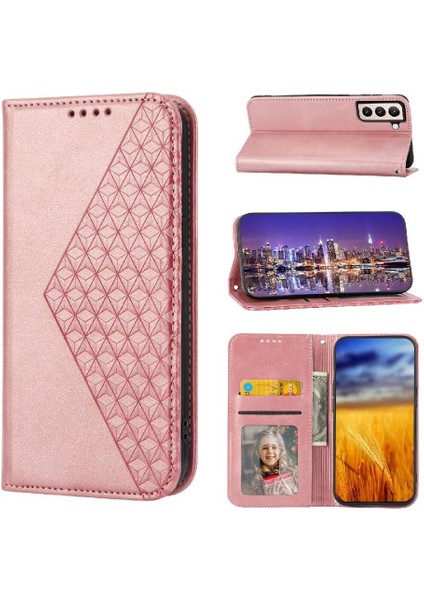 Samsung Galaxy S22 Günlük Kullanım Için Flip Case Standı Cüzdan El Kayışı Eşkenar Dörtgen (Yurt Dışından)