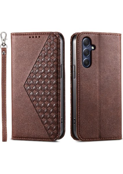 Samsung Galaxy M54 Cüzdan Için Flip Case El Kayışı Standı Günlük Kullanım Eşkenar Dörtgen (Yurt Dışından)