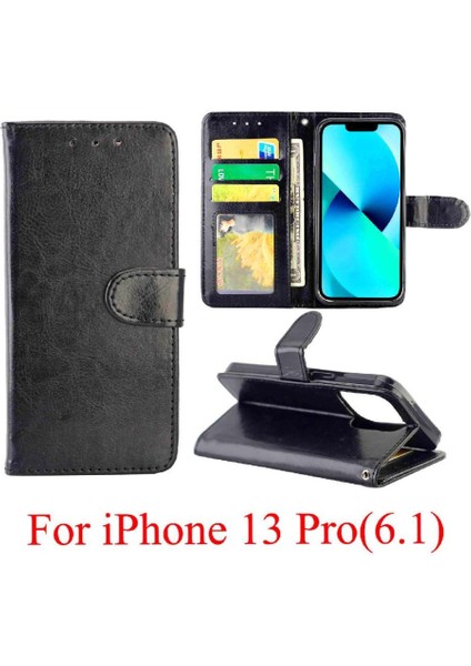 IPhone 13 Için Flip Case Pro Pu Deri Manyetik Kapatma Kickstand Kart (Yurt Dışından)