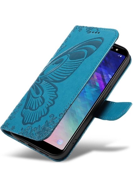 Samsung Galaxy A6 Artı Kredi Kartı Yuvası Kabartmalı Yüksek Flip Case (Yurt Dışından)