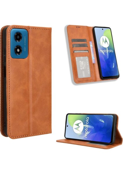 Motorola Moto G24/G24 Güç Cüzdan Manyetik Kapatma Pu Deri Kılıf (Yurt Dışından)
