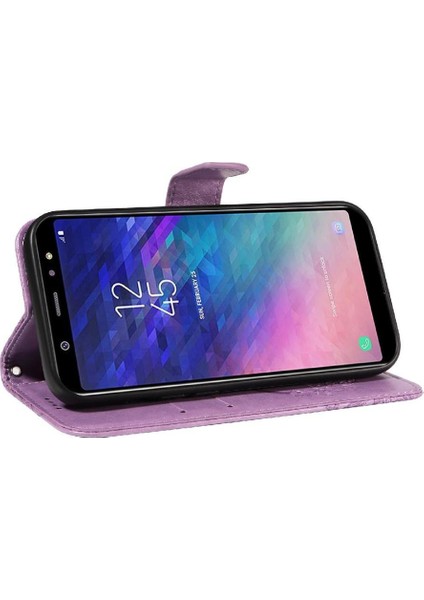 Samsung Galaxy A6 Artı Kredi Kartı Yuvası Kabartmalı Yüksek Flip Case (Yurt Dışından)