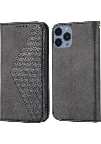 IPhone 12 Için Flip Case Pro Max Eşkenar Dörtgen Şekli El Kayışı Standı Cüzdan Kullanımı (Yurt Dışından)