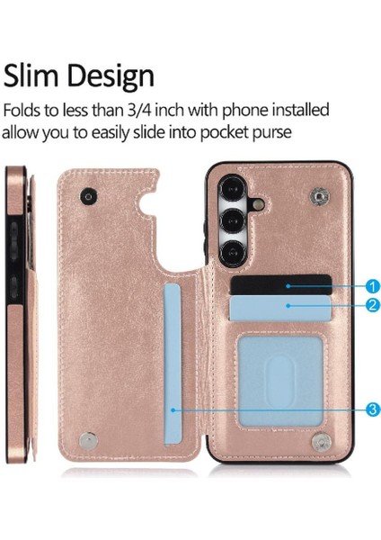 Kart Tutucu ile Samsung Galaxy S24 Çift Manyetik Toka Için Cüzdan Kılıf (Yurt Dışından) modelleri