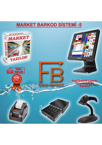 Market Barkod Sistemi-5 / Fiber Barkod