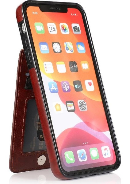 IPhone 11 Pro Max Kart Tutucu Kılıf Cüzdan Manyetik Toka ile Uyumlu (Yurt Dışından)