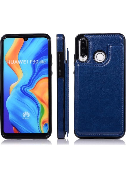 Kart Tutucu Çift Toka ile Huawei P30 Lite Pu Deri Için Cüzdan Kılıf (Yurt Dışından)