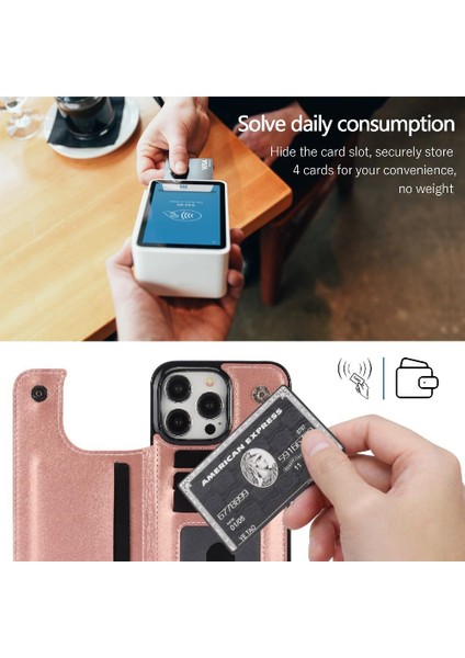 Cüzdan Kılıf IPhone 15 Pro Max Kickstand Çift Manyetik Toka ile Pu (Yurt Dışından) modelleri