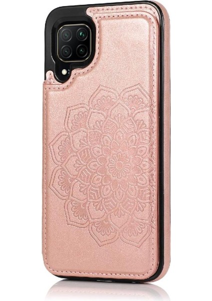 Huawei P40 Lite Desen Çiçek Kabartmalı Için Kart Tutucu Kılıf ile Cüzdan (Yurt Dışından)