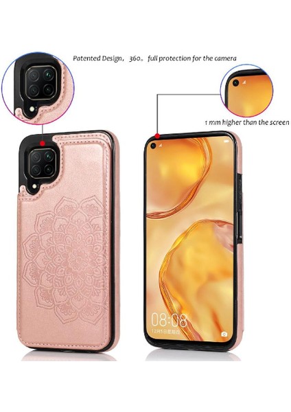 Huawei P40 Lite Desen Çiçek Kabartmalı Için Kart Tutucu Kılıf ile Cüzdan (Yurt Dışından)