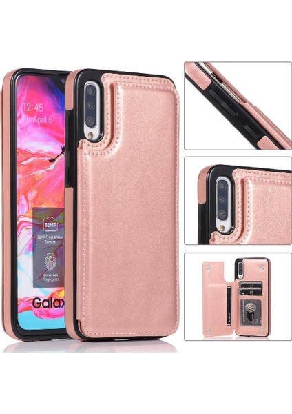 Samsung Galaxy A70 Çift Manyetik Toka Kickstand ile Cüzdan Kılıf (Yurt Dışından)