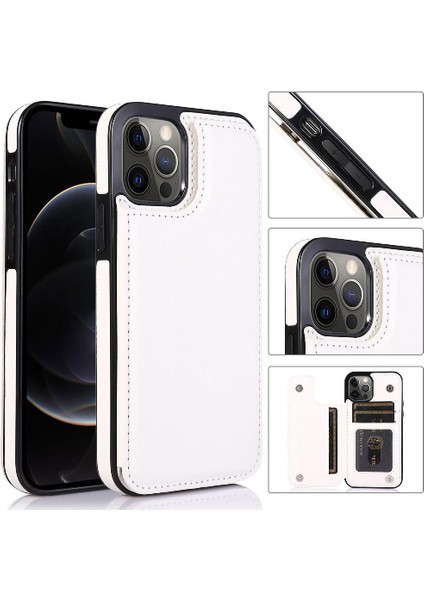 IPhone 12 Için Cüzdan Durumda Pro Max Çift Manyetik Toka Kart Yuvaları Pu (Yurt Dışından)