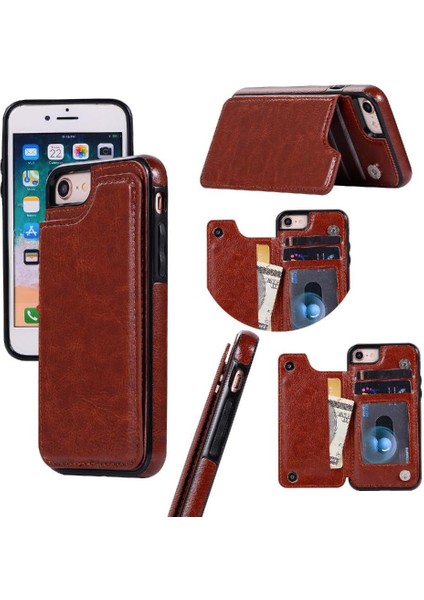 IPhone Se 2020/2022 Çift Manyetik Toka Kickstand Pu Için Cüzdan Kılıf (Yurt Dışından)