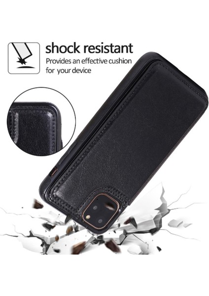 Kart Tutucu Kart Yuvaları Toka ile IPhone 11 Pro Pu Deri Için Cüzdan Kılıf (Yurt Dışından)