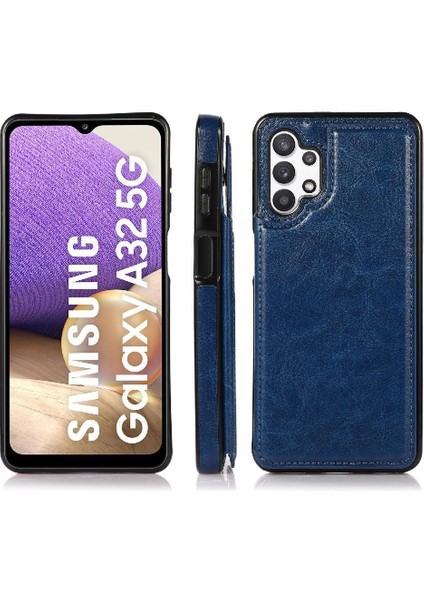 Kart Pu ile Samsung Galaxy A32 5g Çift Manyetik Toka Için Cüzdan Kılıf (Yurt Dışından)