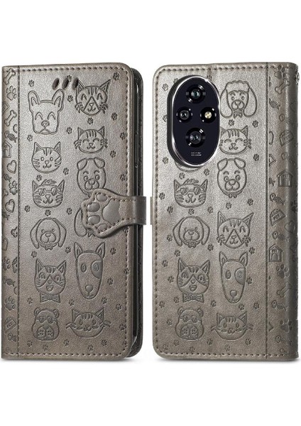 Onur Için Flip Case 200 Pro Kısa Kayış Deri Kılıf Darbeye Karikatür (Yurt Dışından)
