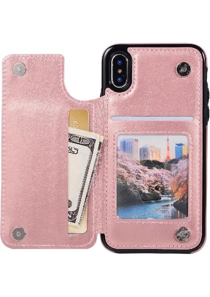 Cüzdan Kılıf IPhone X/xs Kickstand Kart Yuvaları ile Pu Deri Kart (Yurt Dışından)
