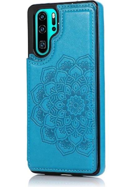 Huawei P30 Pro Kabartmalı Mandala Çift Pu Için Kart Tutucu Kılıf ile Cüzdan (Yurt Dışından)