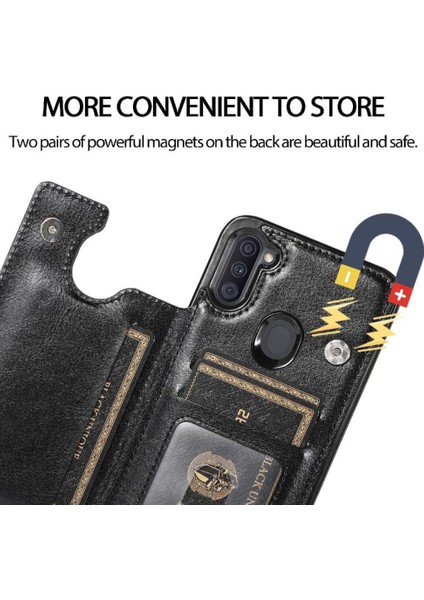 Samsung Galaxy A11 Çift Manyetik Toka Kickstand Kart Için Cüzdan Kılıf (Yurt Dışından) modelleri