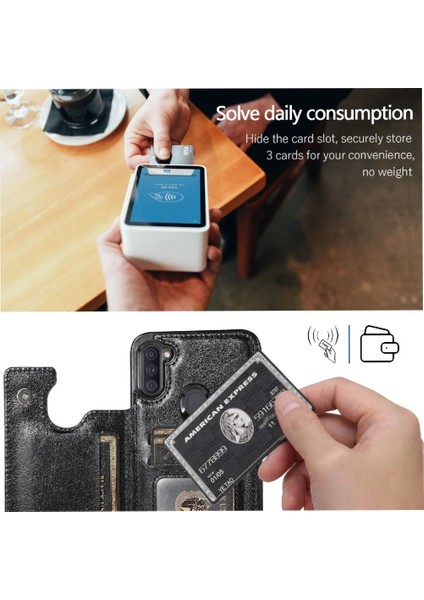 Samsung Galaxy A11 Çift Manyetik Toka Kickstand Kart Için Cüzdan Kılıf (Yurt Dışından) indirimleri