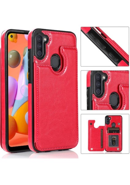 Samsung Galaxy A11 Çift Manyetik Toka Kickstand Kart Için Cüzdan Kılıf (Yurt Dışından)