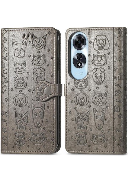 Oppo A60 4g Flip Kapak Için Flip Case Kısa Kayış Deri Kılıf Karikatür (Yurt Dışından)