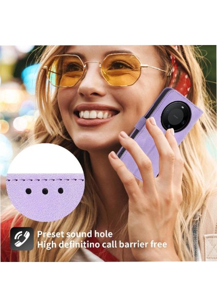 Huawei Mate 60 Pro Için Flip Case Kabartmalı Darbeye Çoklu Kredi Kartı (Yurt Dışından)