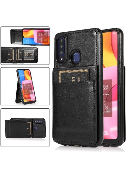 Samsung Galaxy A20S Kart Tutucu Kılıf Cüzdan Manyetik ile Uyumlu (Yurt Dışından)