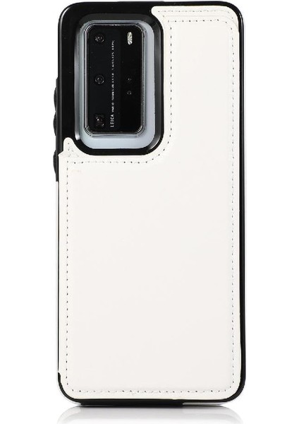 Huawei P40 Kart Yuvaları Için Cüzdan Durumda Çift Manyetik Toka Kickstand Pu (Yurt Dışından) modelleri