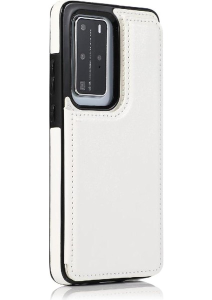 Huawei P40 Kart Yuvaları Için Cüzdan Durumda Çift Manyetik Toka Kickstand Pu (Yurt Dışından) fırsatları